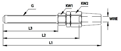 Rustfri gevindterminal stregtegning