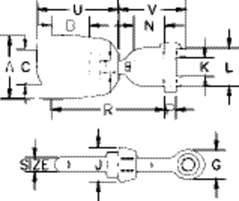 Crosby G-403 Jaw End Swivel measurements