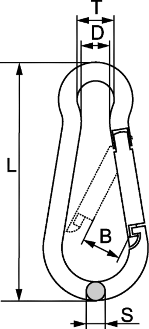 Karabinhage DIN 5299C tegning