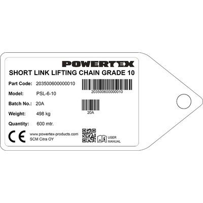 POWERTEX PSL kæde G10 mærkebrik