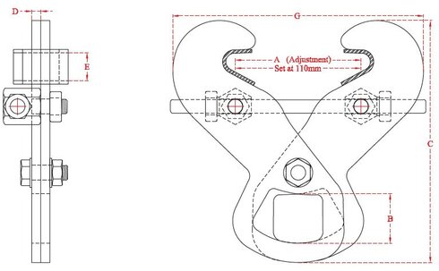 Bjælkeklemme Superclamp PFC_dwg
