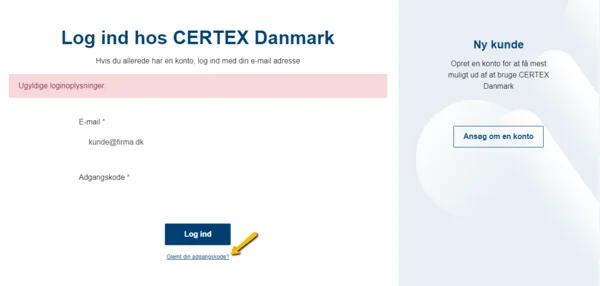 Jeg har glemt mit kodeord, hvad gør jeg?