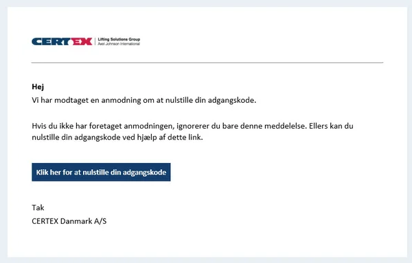 Nulstilling af adgangskode