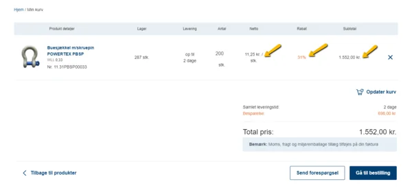 Hvilke priser ser jeg på webshoppen?