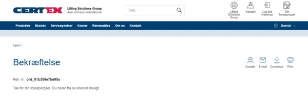 Bekræftelse på at din forespørgsel er gået igennem