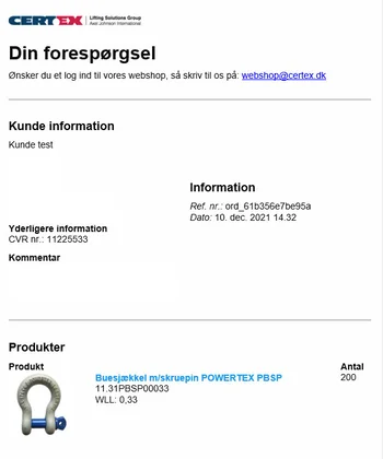 Bekræftelse på at din forespørgsel er gået igennem