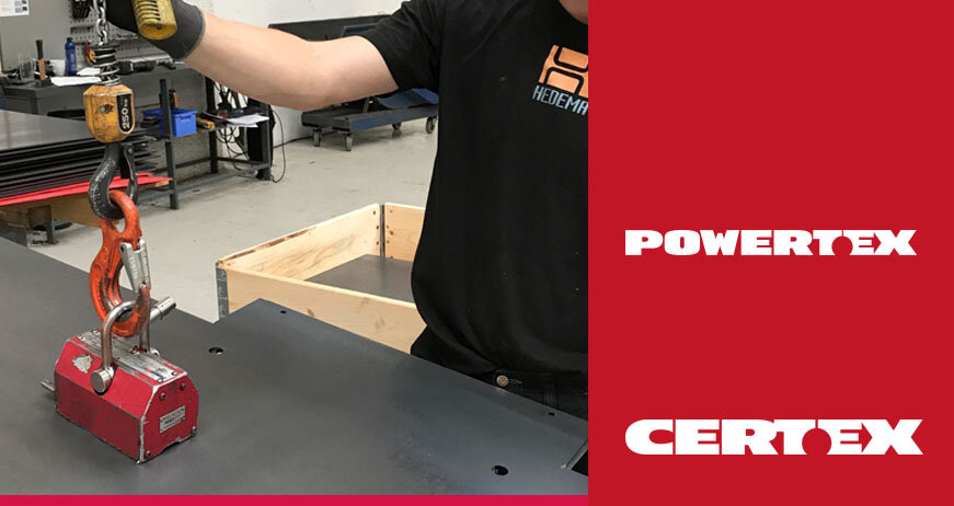 Powertex løftemagnet | © CERTEX Danmark A/S Powertex løftemagnet i brug | © CERTEX Danmark A/S