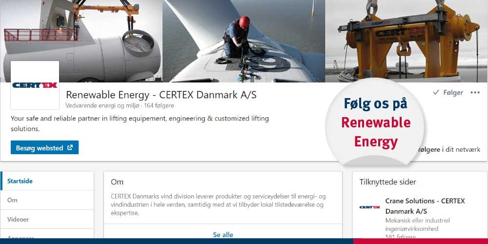 Ny showcase side Renewable Energy | © CERTEX Danmark A/S Følg vores nye showcase side Renewable Energy på LinkedIn | © CERTEX Danmark A/S